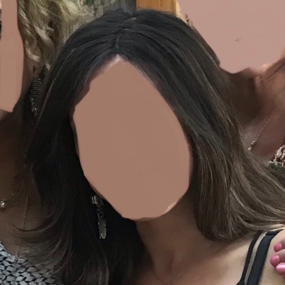 Human Hair Lace Front Part Wig Wig - Brown Brunette w/ Blonde Highlights - Picture 5 of 14